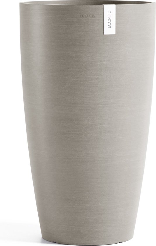 Ecopots Stockholm High 60 - Taupe - Ø35 x H60 cm - Pot de fleur / cache-pot rond taupe