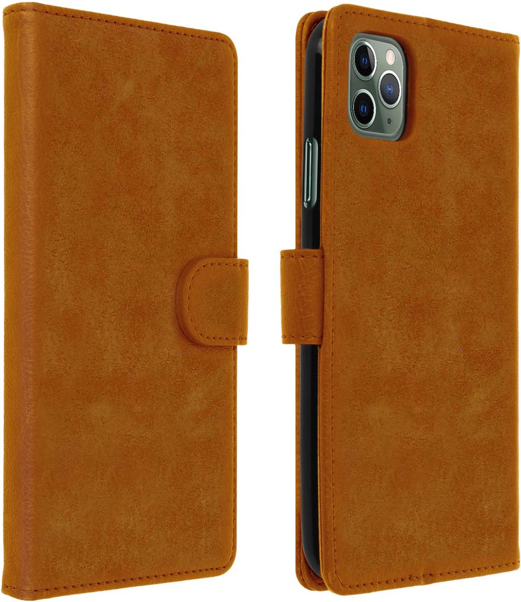 Avizar Foliohoes Geschikt voor iPhone 11 Pro Maxe portemonnee en videohouder, Bruin