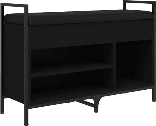 vidaXL - Schoenenbank - 85,5x32x57,5 - cm - bewerkt - hout - zwart