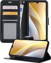 Étui pour Samsung A15 Case Book Case Cover Wallet Cover - Étui pour Samsung Galaxy A15 Case Bookcase Cover - Zwart