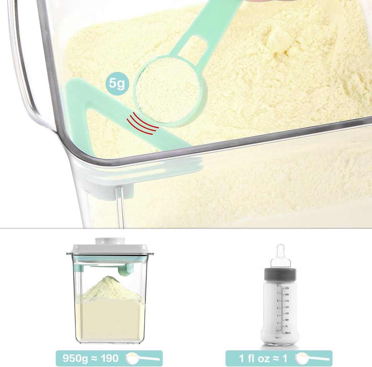 TUUR® Household Solutions Melkpoeder dispenser - Vacuümsysteem - 800 gram