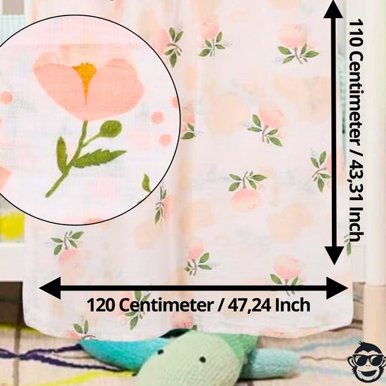 Duopack 2x BoefieBoef Lila Roos Grote XL Hydrofiele Doek Baby - Duurzaam Eco Bamboe - Kerst en KraamCadeau - Swaddle, Inbakerdoek, Hydrofiele Luier & Babydeken - Bloem Roze Wit van Merkloos — afbeelding 2