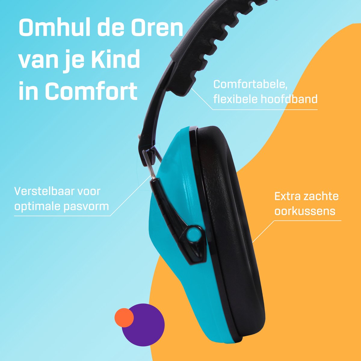 Vanderfields Gehoorbescherming Kinderen - Gehoorbeschermers Kinderen - Oorkappen Kinderen - 3-16 jaar - 26 dB - Licht Blauw - V-Star – foto 3
