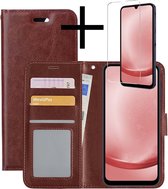Hoes Geschikt voor Samsung A25 Hoesje Book Case Hoes Flip Cover Wallet Bookcase Met Screenprotector - Bruin