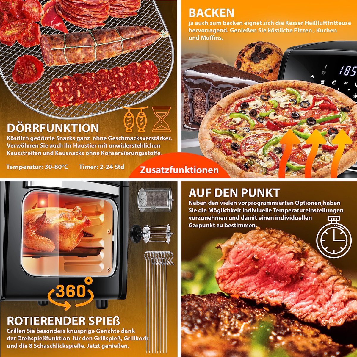 TESLA Electronics AirCook & Grill - Slimme heteluchtfriteuse 12 l 1800W