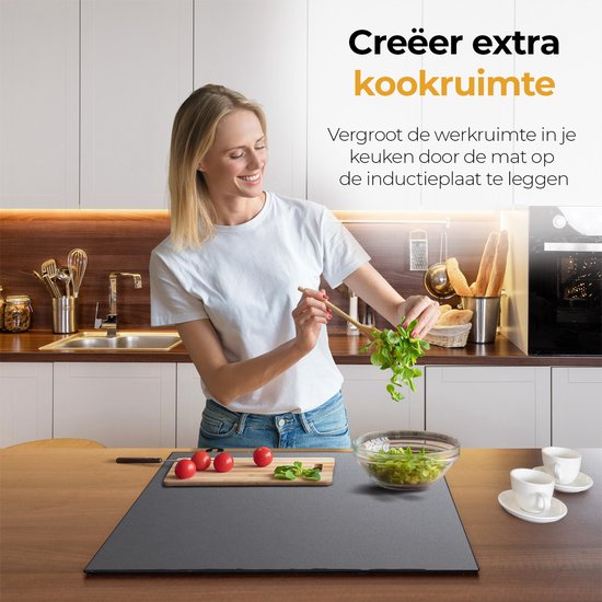Chefcare Inductie Beschermer Grijze Effen Beton - 95x50 cm - Afdekplaat Inductie - Kookplaat Beschermer - Inductie Mat
