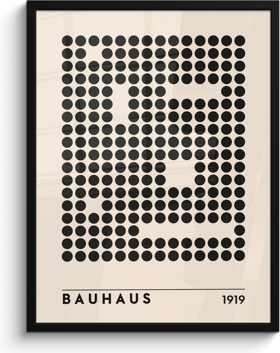FrameYourWall Poster in lijst - Fotolijst 60x80 cm - Posters - Bauhaus - Retro - Modern - Kunst - Abstract - Posterlijst zwart - Decoratie - Wanddecoratie woonkamer - Muurdecoratie slaapkamer