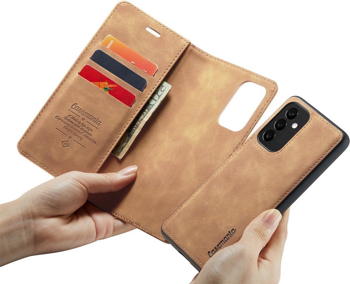 CaseMania Bookcase hoesje geschikt voor Samsung Galaxy A24 - Effen Cognac - Kunstleer