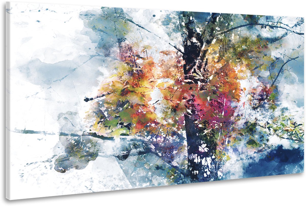 karo-art Schilderij - Boom in herfst (print op canvas), 2 maten, Premium print Multikleur