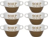 Soepkommen - 6x - Soep van de dag - keramiek - D12 x H8 cm - Cappuccino bruin - Stapelbaar