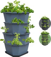 Gusta Garden - Paul Potato - Stapelbare Aardappeltoren - Tuinbak met 4 Levels - Kruidenbak - Kweekbak - Plantentoren - Blauw