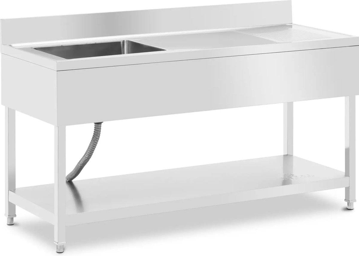 Royal Catering Rinse Table - 1 bekken - roestvrij staal - 160 x 60 x 97 cm - Royal Catering
