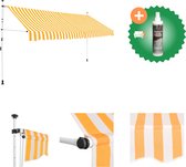 vidaXL Luifel handmatig uittrekbaar 400 cm oranje en witte strepen Vensterzonwering Inclusief Reiniger