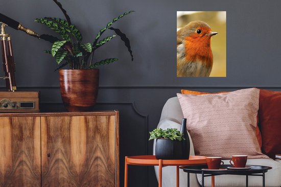 Sticker Muursticker Robin - Gros plan d'un rouge-gorge - 30x40 cm - film adhésif autocollant - sticker mural repositionnable