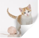 Stickers muraux - Chaton avec de la laine - 120x120 cm - Feuille adhésive XXL