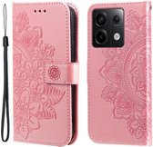 Xiaomi Redmi Note 13 Pro Case Mandala Card Holder Book Case Rose