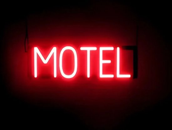 MOTEL - Lichtreclame Neon LED bord verlicht | SpellBrite | 53 x 16 cm | 6 Dimstanden - 8 Lichtanimaties | Reclamebord neon verlichting