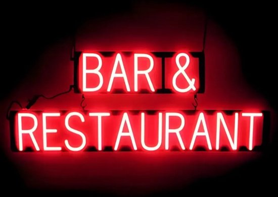 BAR & RESTAURANT - Lichtreclame Neon LED bord verlicht | SpellBrite | 100 x 38 cm | 6 Dimstanden - 8 Lichtanimaties | Reclamebord neon verlichting