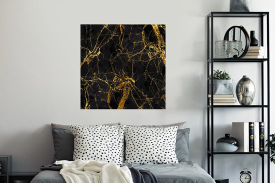 Stickers muraux - Marbre - Goud - Zwart - Motifs - 100x100 cm - Film Adhésif XXL