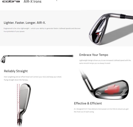 Cobra Air-X 2 IJzers 5-SW 2024 (steel shaft) - Rechtshandig - Regular | van Cobra — afbeelding 4