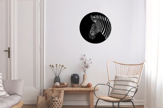 Cercle mural - Cercle mural - Zebra - Animaux sauvages - Zwart - Aluminium - ⌀ 30 cm - Intérieur et extérieur