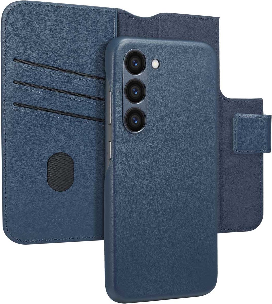Accezz Hoesje Geschikt voor Samsung Galaxy S23 Hoesje Met Pasjeshouder - Accezz Leather Bookcase 2-in-1 Geschikt voor MagSafe - donkerblauw