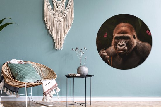WallCircle - Cercle mural ⌀ 90 - Animaux - Papillon - Singe - Tableaux ronds salon - Plaque murale ronde - Cercle de Décoration murale - Décoration de chambre à l'intérieur - Cercle Décoration murale - Accessoires de maison