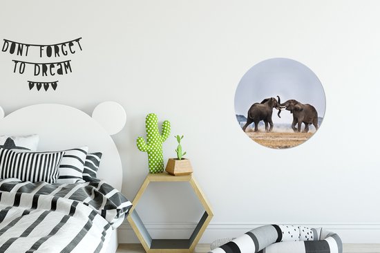 WallCircle - Cercle mural ⌀ 30 - Éléphant - Animaux - Plaine - Nature - Tableaux ronds salon - Plaque murale ronde - Cercle Décoration murale - Décoration chambre intérieur - Décoration murale cercle mural - Accessoires de maison