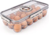 Belle Vous Ei Opslag Container met Timer Deksel voor Koelkast - BPA-vrij Plastic 18 Eier Tray - Draagbaar/Stapelbare Doorzichtige Ei Organizer Doos voor Koelkast met Maand/Dag Timer - Transparant