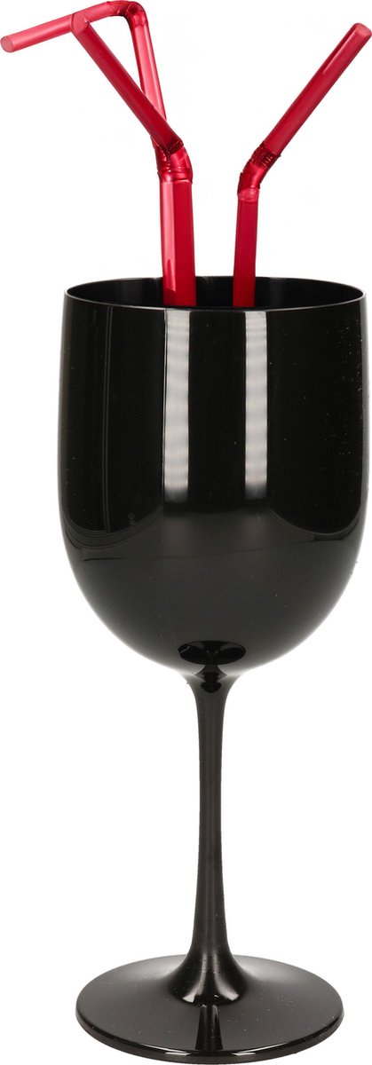 Halloween - Onbreekbaar wijnglas zwart kunststof 48 cl/480 ml - Onbreekbare wijnglazen