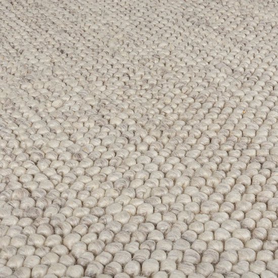 Flycarpets Minerals Uni Modern Poil Ras - Laine - Tapis Boule - Naturel / Beige - 160x230 cm