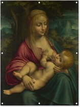 Tuinposter - Tuindoek - Tuinposters buiten - The virgin and child - Leonardo da Vinci - 90x120 cm - Tuin