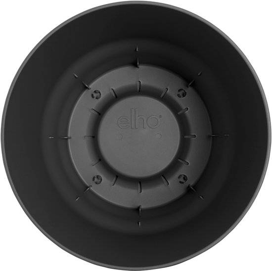 Elho Greenville Rond 30 - Grote Bloempot voor Buiten met Waterreservoir - 100% Gerecycled Plastic - Ø 29.5 x H 27.8 cm - Living black