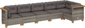 vidaXL - 6-delige - Loungeset - met - kussens - poly - rattan - grijs