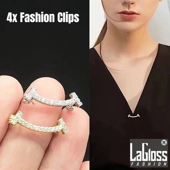 Foto: Lagloss 4 stuks kledingspelden veiligheidsspelden veiligheidsbroches sluitingspeld kledinggesp fashion clips tegen openvallen dames kleding set 4 stuks 