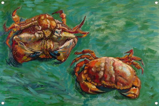 Twee krabben - Vincent van Gogh tuinposter - Krabben posters - Tuinposters Dieren - Posters buiten - Schuttingdoek - Tuindecoratie wanddecoratie tuinposter 120x80 cm