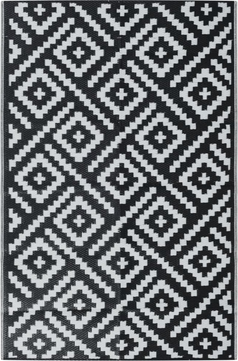 vidaXL - Buitenkleed - ARAKIL - 190x290 - cm - PP - wit - en - zwart