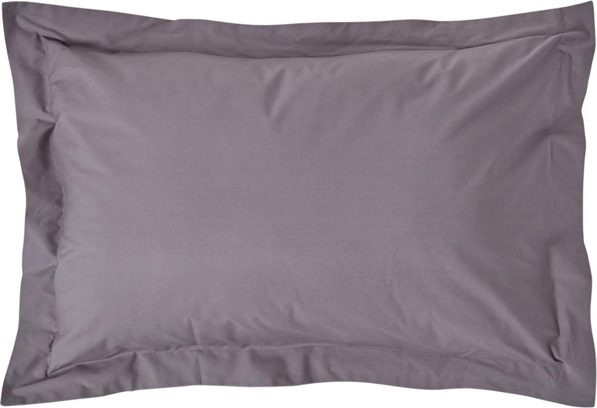 Homescapes Kussensloop 50x75 cm met Rand (Oxford) – Donkergrijs – 100% Egyptisch Perkal Katoen – 200 TC