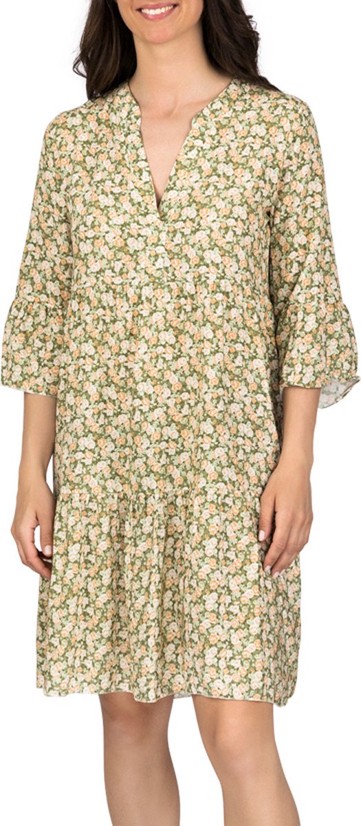 DENIMFY Dames Jurk DFFrida regular fit Groen S/M V Hals Volwassenen