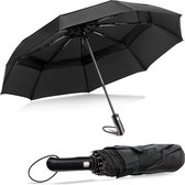Paraplu stormbestendig automatisch openen en sluiten versterkt 16 met zakparaplu groot gecoat dubbele hoed geschikt voor mannen en vrouwen (zwart) umbrella