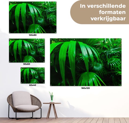 Affiche de jardin Feuilles de palmier dans la jungle 60x40 cm - petit - Toile de jardin / Toile d'extérieur / Peintures d'extérieur (décoration de jardin)