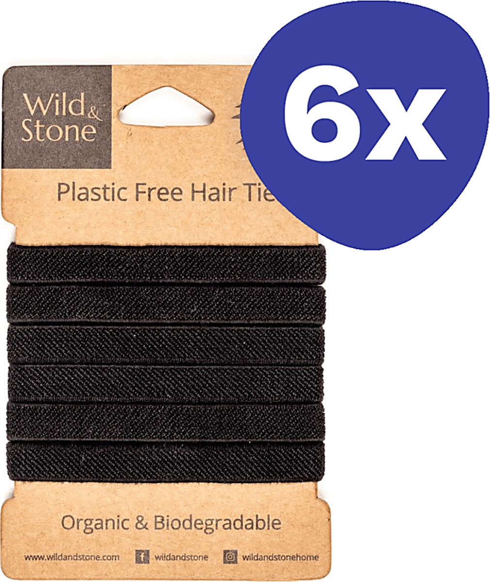 Wild and Stone Wild & Stone Plasticvrije Haarelastiekjes Zwart (6 stuks)