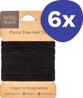 Wild & Stone Plasticvrije Haarelastiekjes - Zwart (6 stuks)