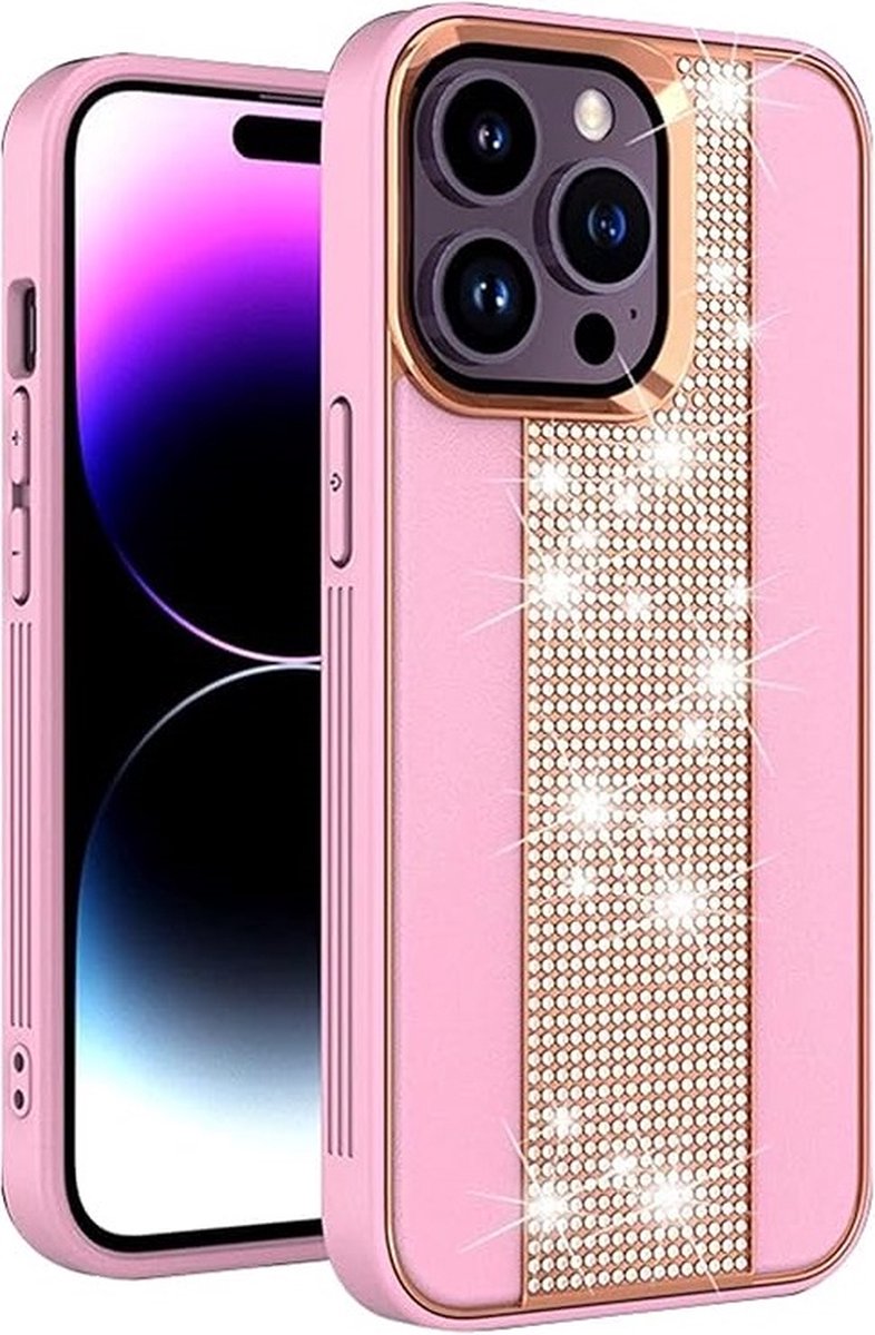 Diamond Plating Frosted Hoesje Geschikt voor: iPhone 13 Pro Max - Roze