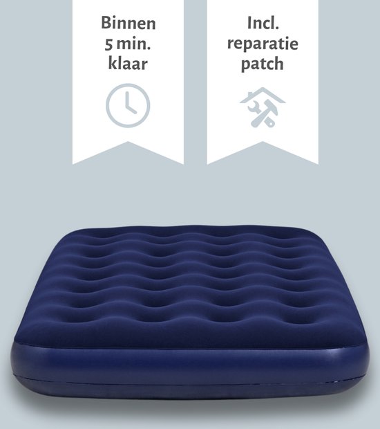 Bestway luchtbed - 1-Persoons - 99 x 188 x 22 cm - Blauw - Inclusief Pomp en Reparatieset van Merkloos — afbeelding 4