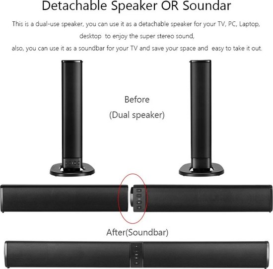 Bolmans - Stereotoren - Stereo Sets - Stereo Installatie - Bluetooth - Surround Sound - Opvouwbare/Splitbare Soundbar - 75db - USB - Incl. Microfoon van Bolmans — afbeelding 5