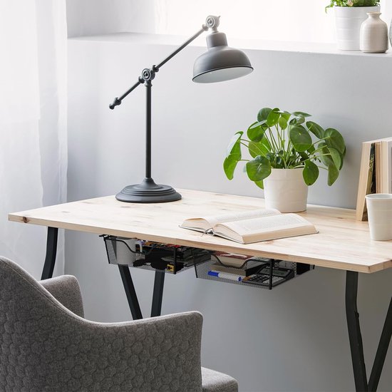 2 Stks Onder Plank Opbergmand, Onder Kast Opslag Draad Mand Organizer Fit Dubbele Haken voor Keuken Bijkeuken Bureau Boekenplank Kast (Zwart