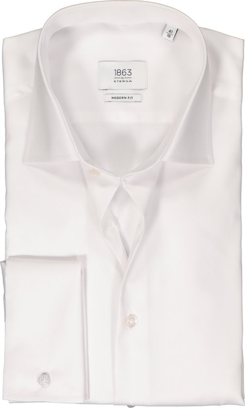 ETERNA modern fit overhemd - twill - wit - Strijkvrij - Boordmaat: 48
