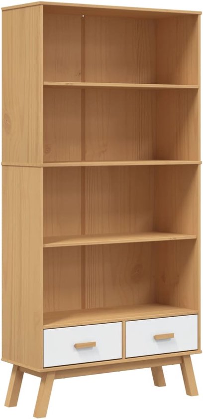 vidaXL-Boekenkast-4-laags-OLDEN-massief-grenenhout-wit-en-bruin