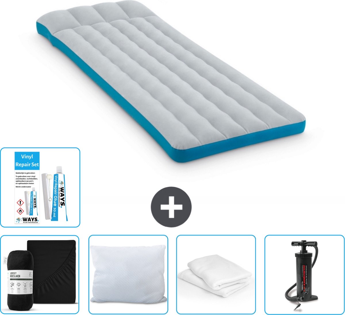 Intex Campingmat - Twijfelaar - 72 x 189 x 20 cm - Blauw - Inclusief Accessoires CB5